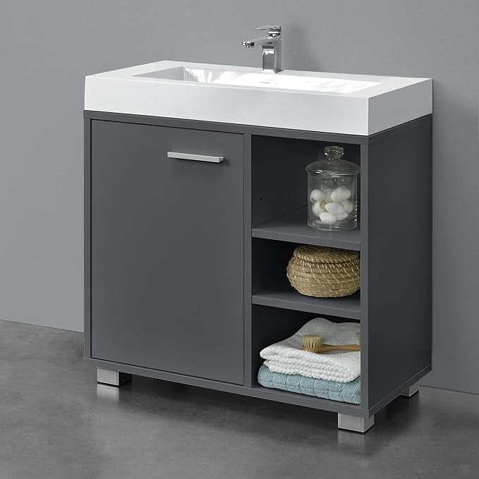 Dark Grey Bathroom Sink Cabinet 56x60x31cm Modern Vanity Storage Unit