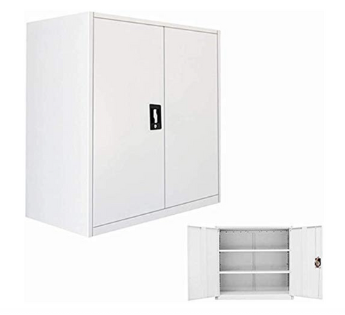 3 Tier Tall Metal Filing Cabinet Lockable Office Storage Cupboard