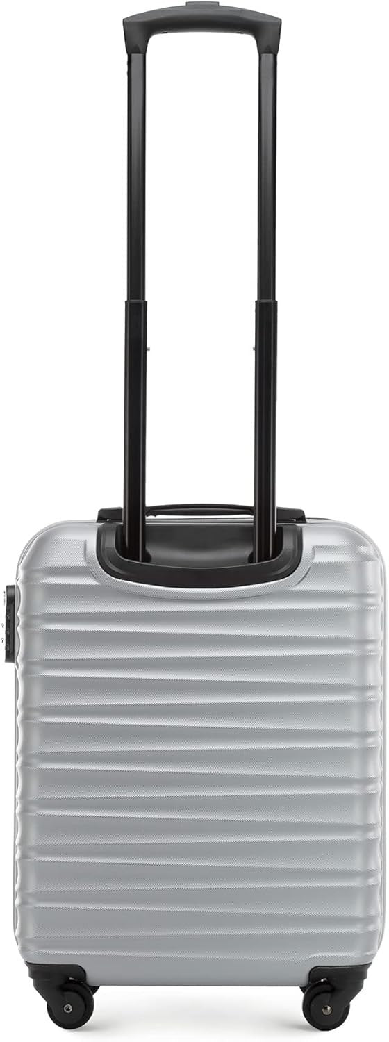ABS Hardshell Carry On Cabin Suitcase 4 Spinner Wheels Lock Grey