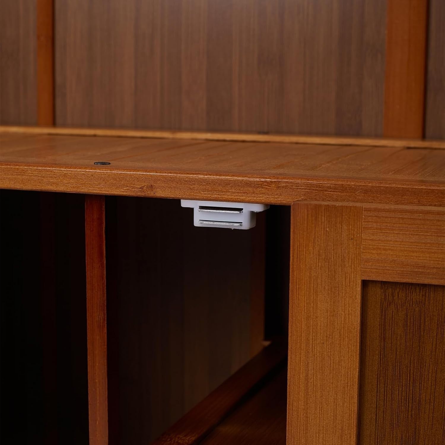 5-Tier Bamboo Shoe Cabinet with Pull-Down Doors, 117x33x85 cm Brown