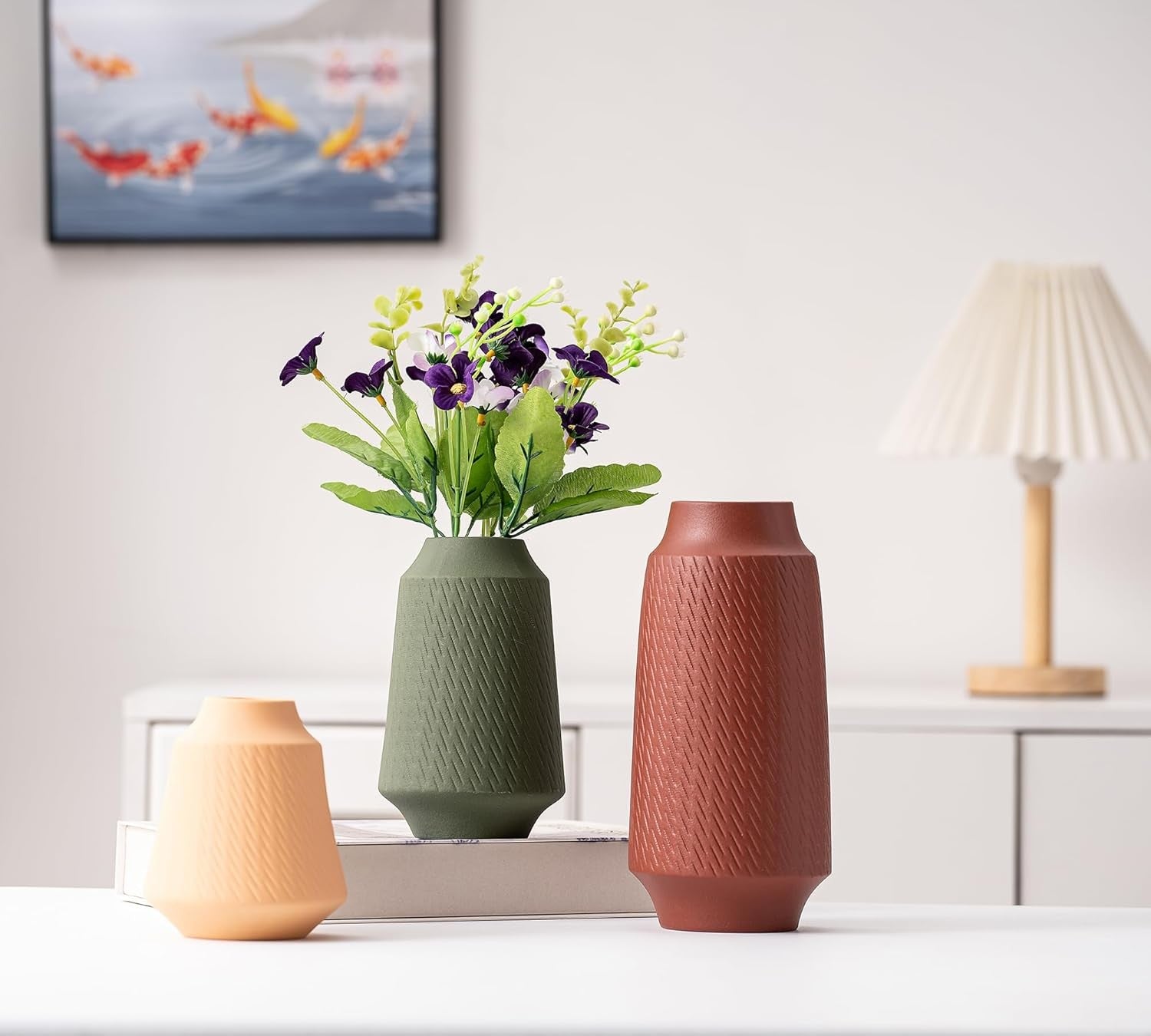 Ceramic Vase Set of 3 Modern Colourful Flower Vases Home Decor