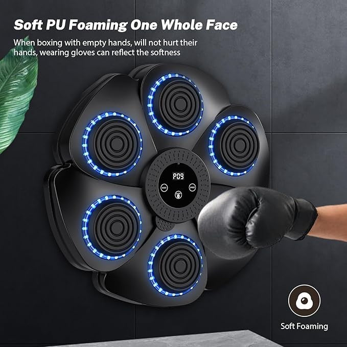Smart Music Boxing Machine LED Punch Pad Bluetooth Wall Mounted Home Gym