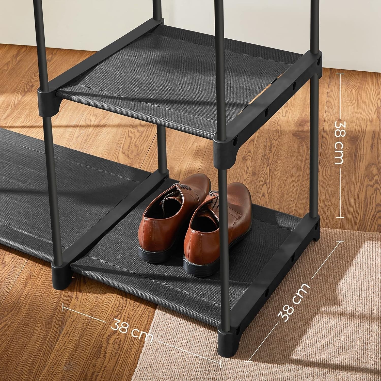Freestanding Wardrobe with Shelves & Rails – Black 165cm