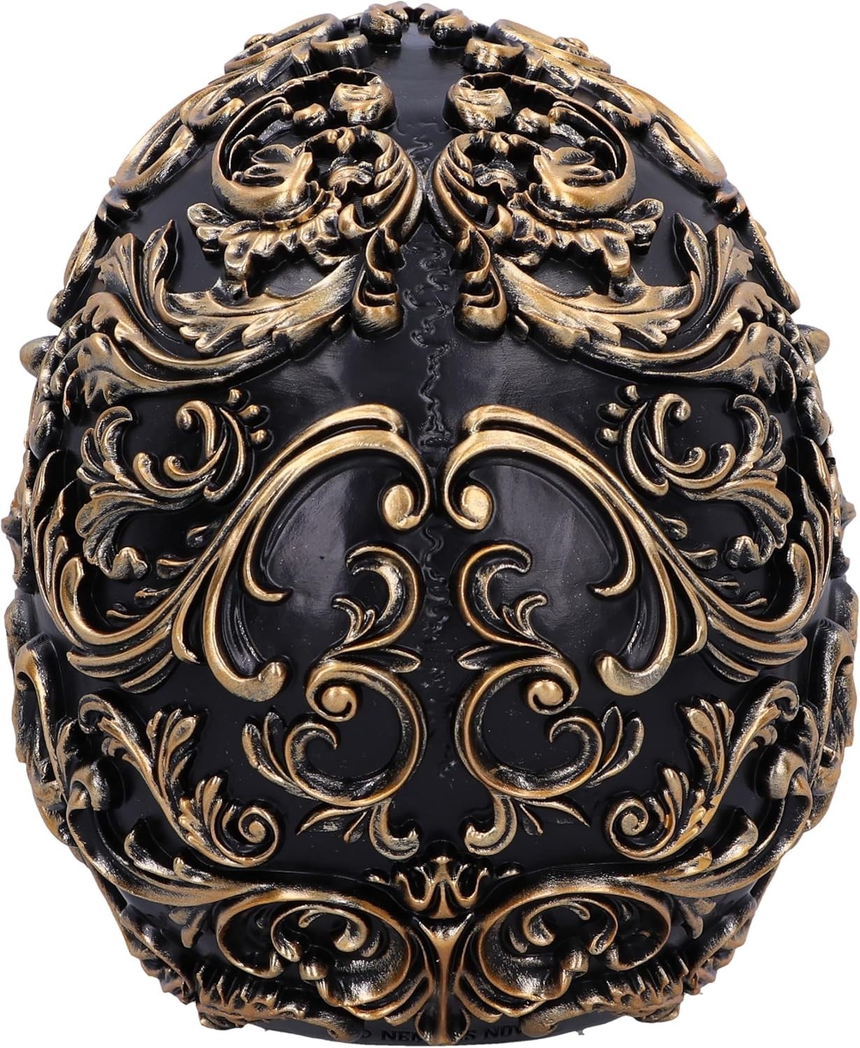 Baroque Skull Ornament 19cm Black Gold Resin Gothic Decor Ornate Display Piece