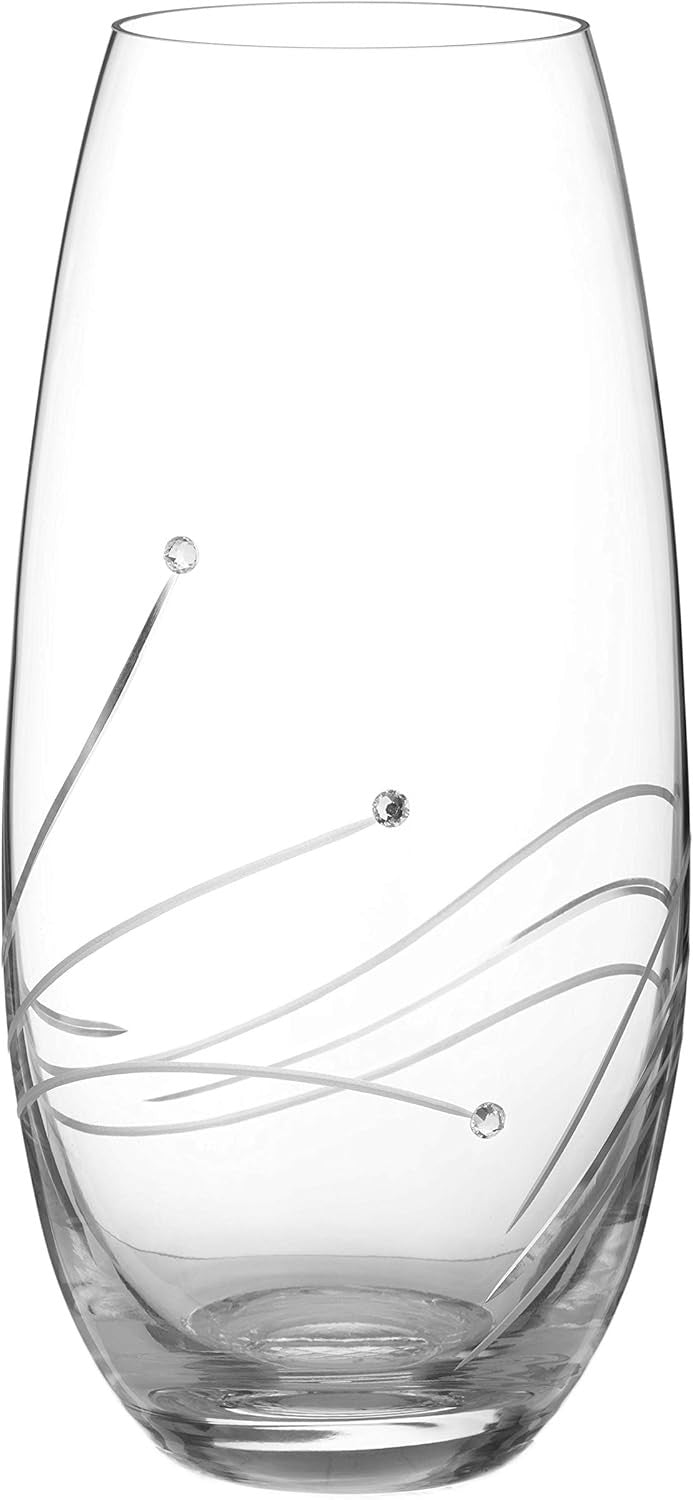 Crystal Barrel Glass Vase 25cm Hand Cut Gift Box Luxury Flower Decor