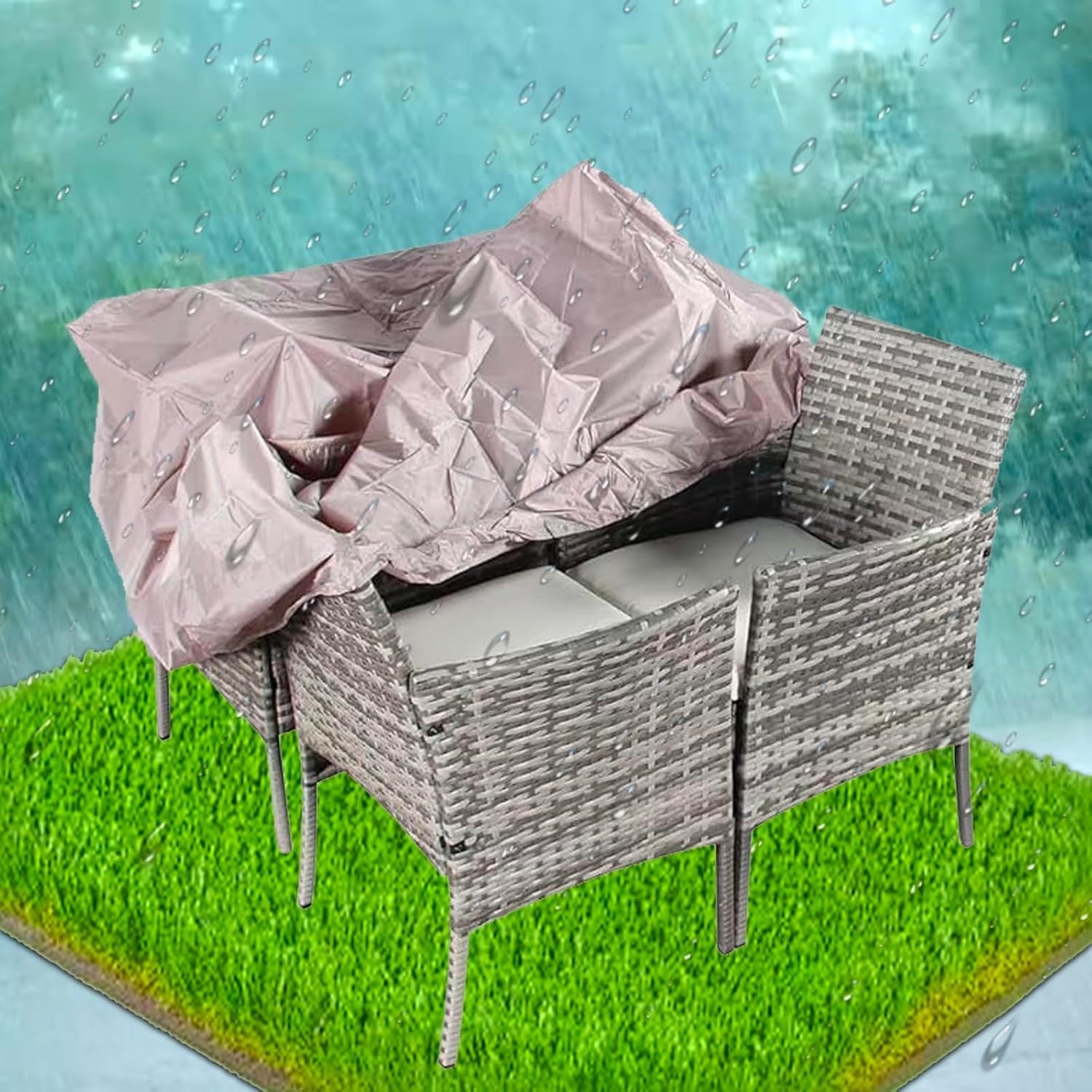 Rattan Garden Furniture Set 4 Piece Sofa Chairs Table Outdoor Patio