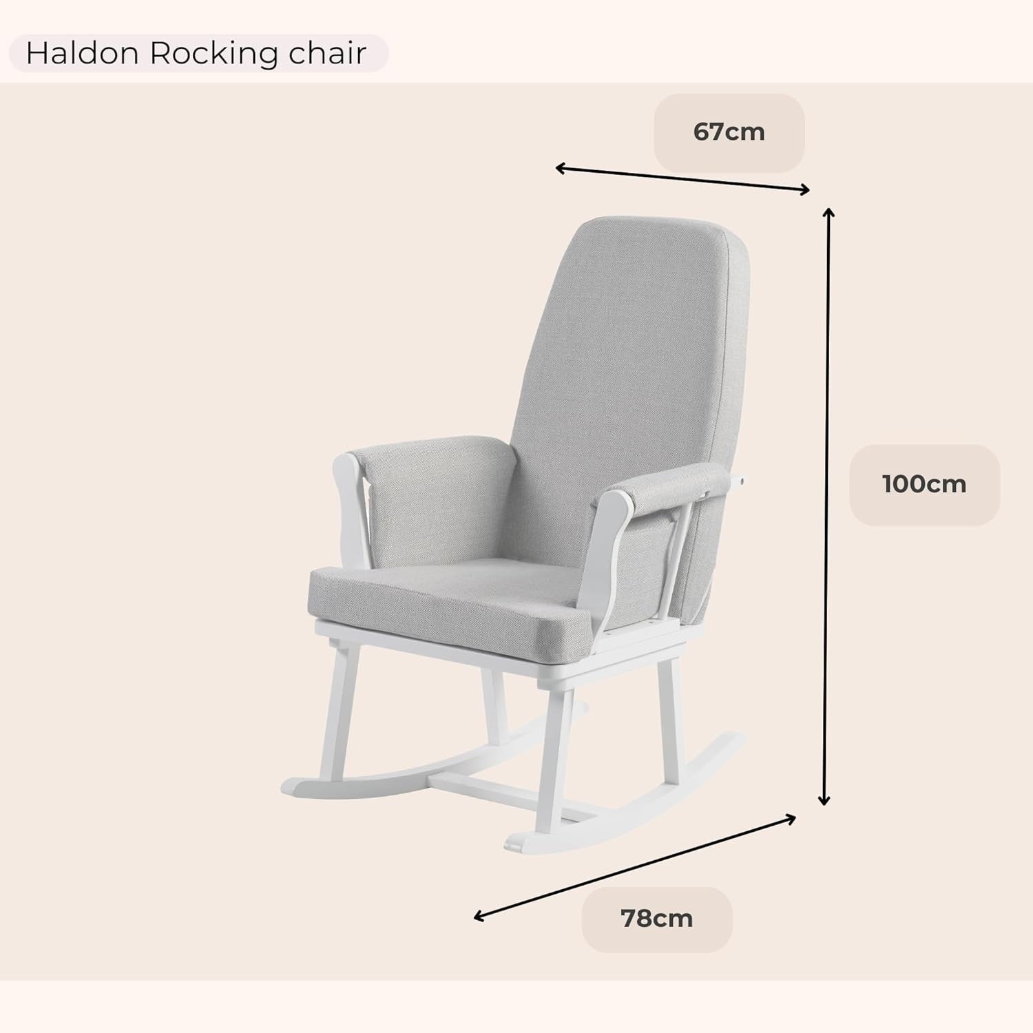 Nursery Rocking Chair Armchair Compact Glider w/ Storage Pockets Grey