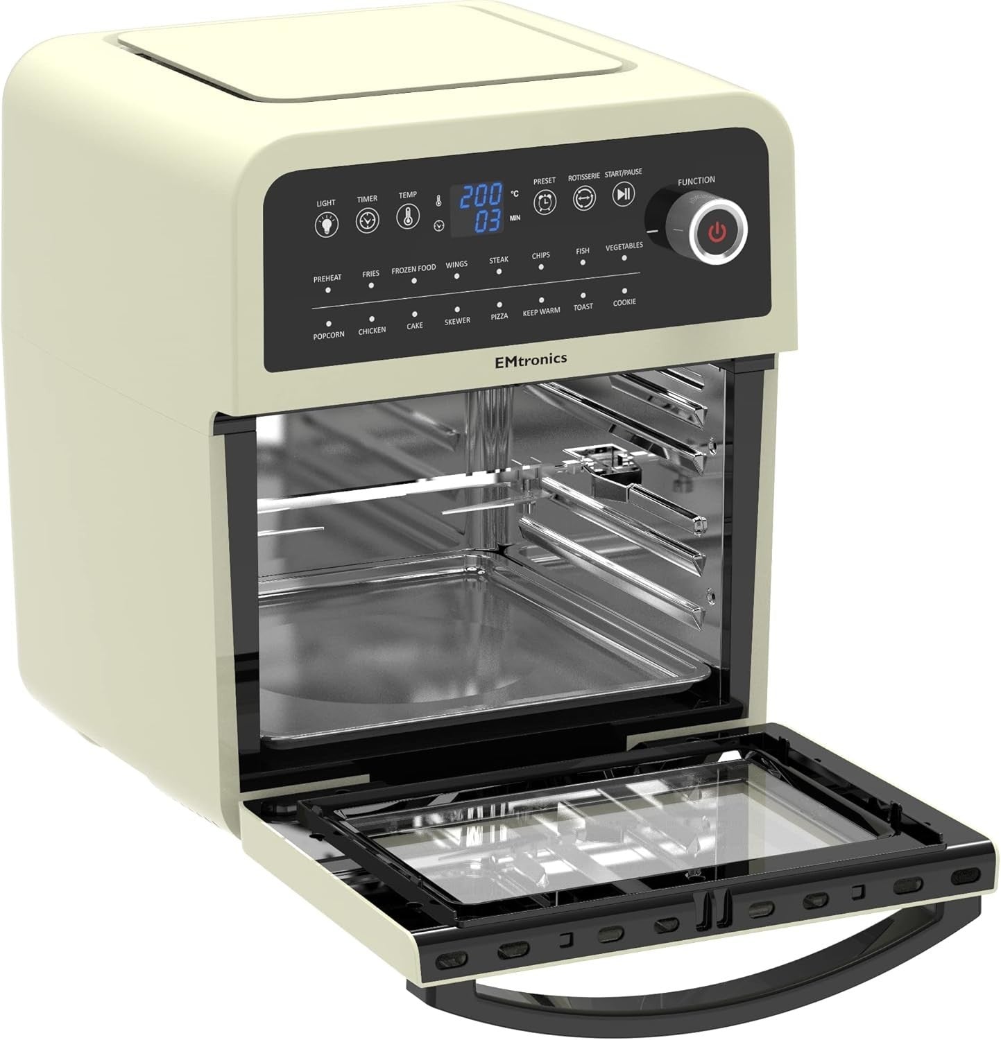Cream 12L Air Fryer Oven + 6.3L Grill Set Temp Probe 60min Low Oil