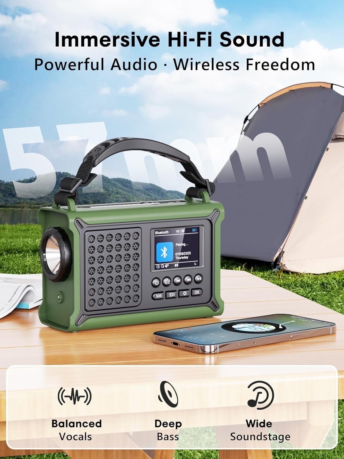 Emergency Solar & Hand Crank Radio DAB+/FM with Bluetooth, Torch & Power Bank