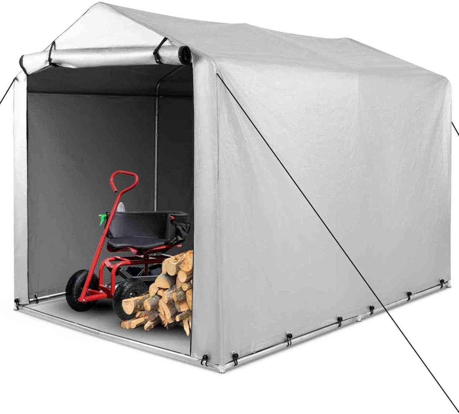 Outdoor Storage Shed Tent 7x5FT Waterproof Bike Shelter with Steel Frame Silver