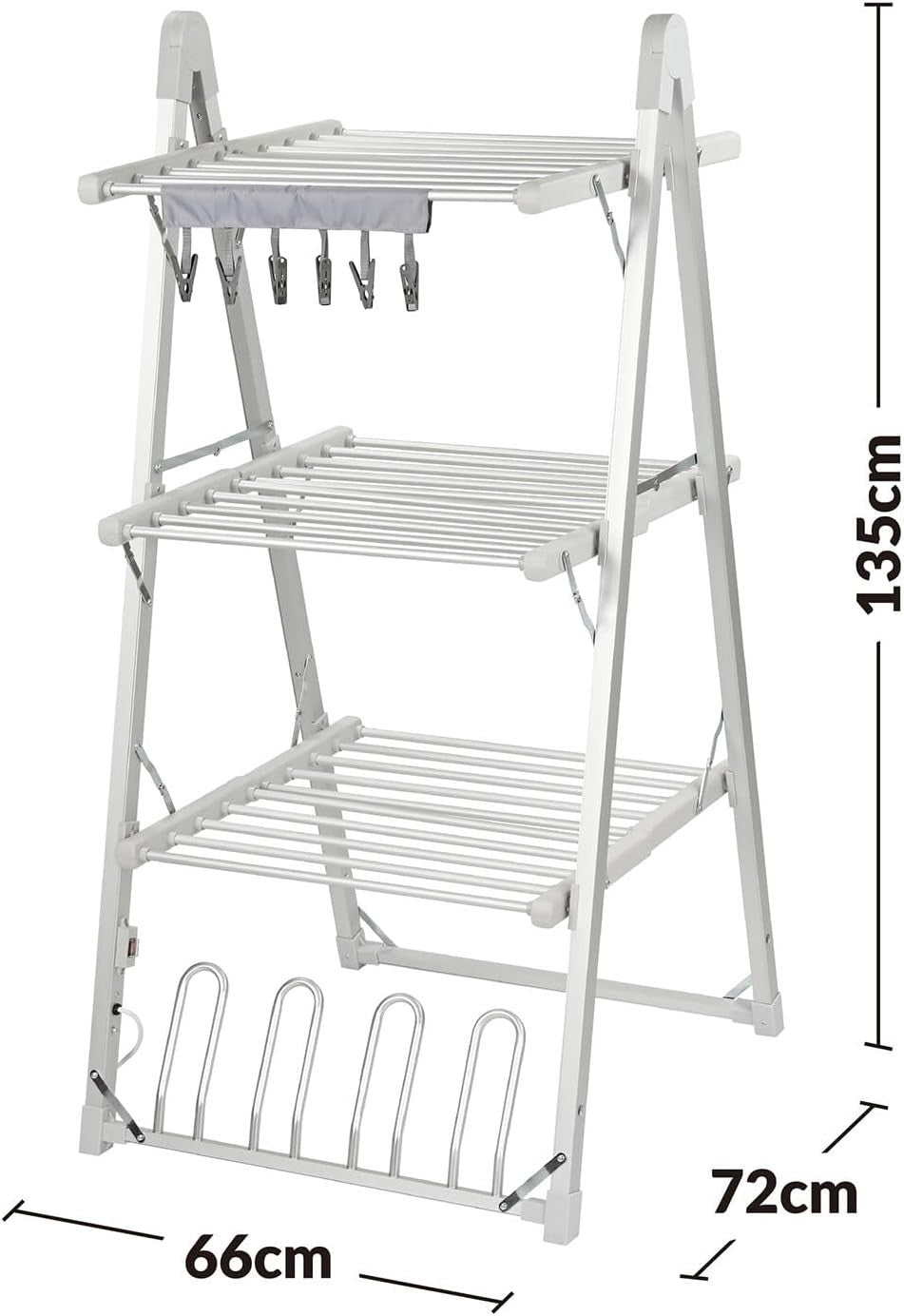 3 Tier A-Frame Heated Clothes Airer Electric Drying Rack 30 Rails 330W