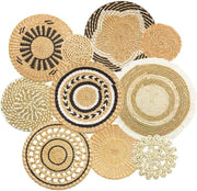 10-Pc Boho Wall Basket Decor Handmade Rattan Woven Rustic Set