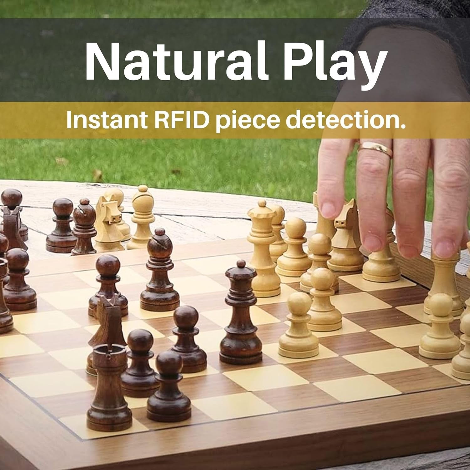 Premium Wooden Electronic Chess Set with LED Indicators & Piece Recognition