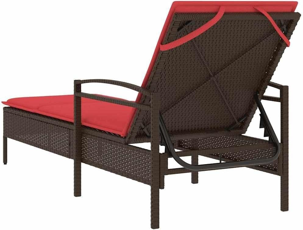 Adjustable Outdoor Sun Lounger with Cushion Weather-Resistant PE Rattan Patio