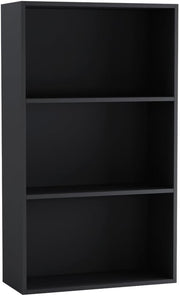 3 Tier Wooden Bookcase Compact Storage Display Shelf Modern Cabinet Black