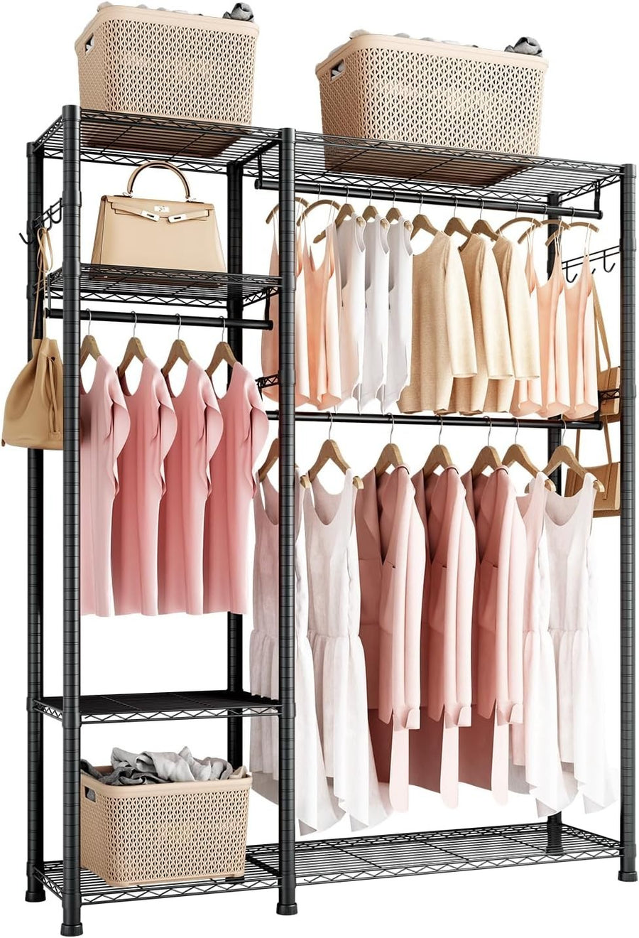 Heavy Duty Clothes Rack 6 Tier Steel Closet 363KG Wardrobe