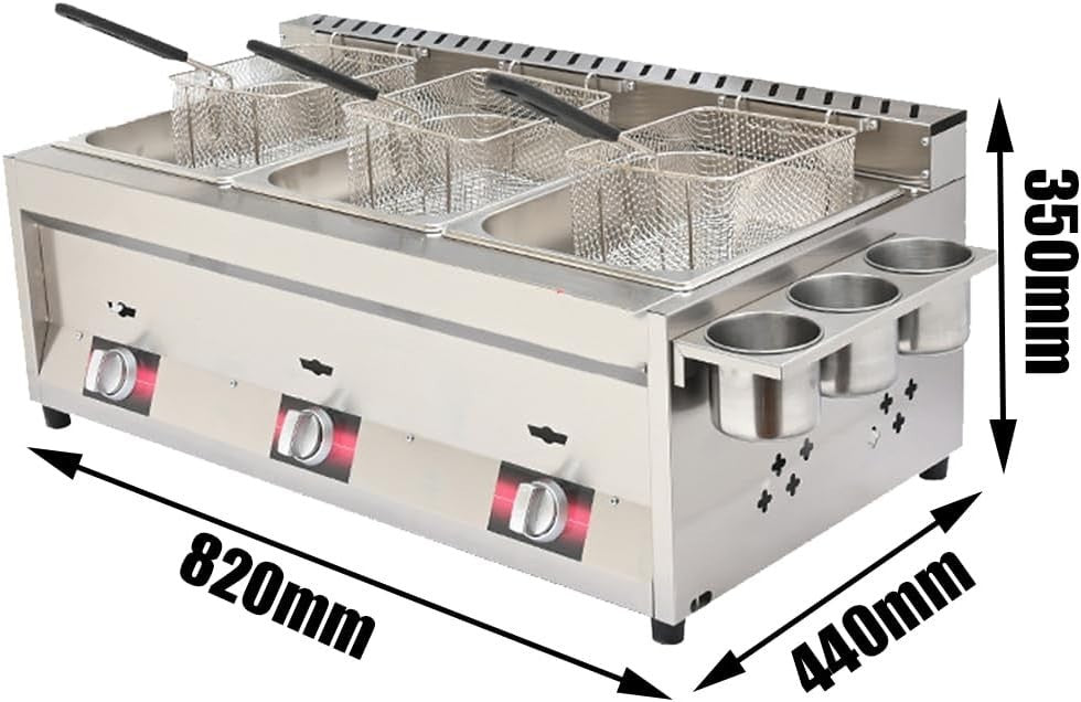 8L Methane Gas Fryer Professional Stainless Steel Fast Heat Flame Dial