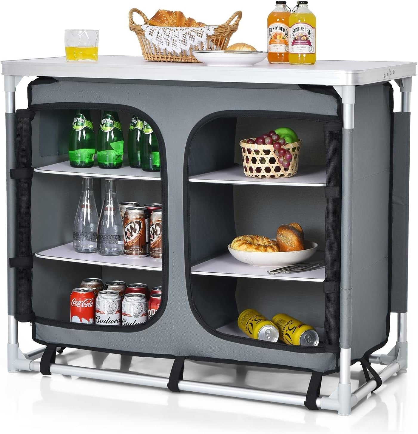Portable Camping Storage Cabinet with 6 Shelves & Carry Bag - Outdoor