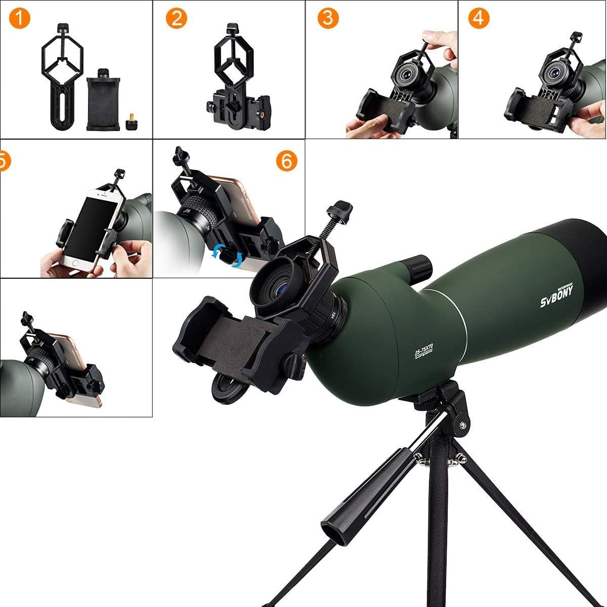Spotting Scope 25-75x70 HD Zoom with Tripod & Phone Adapter for Bird Watching