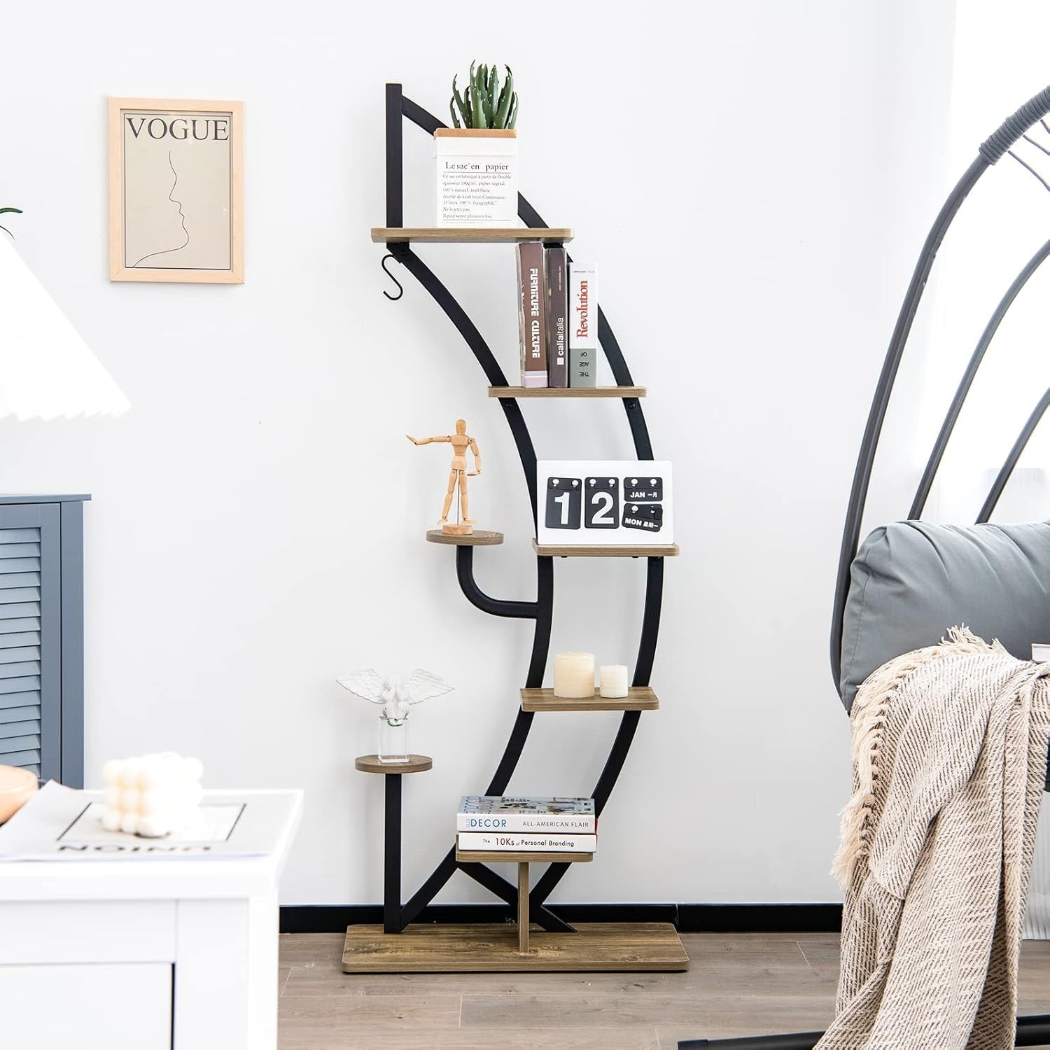 2PC 8 Tier Metal Plant Stand Curved Half Moon Ladder Shelf Indoor Outdoor Rack
