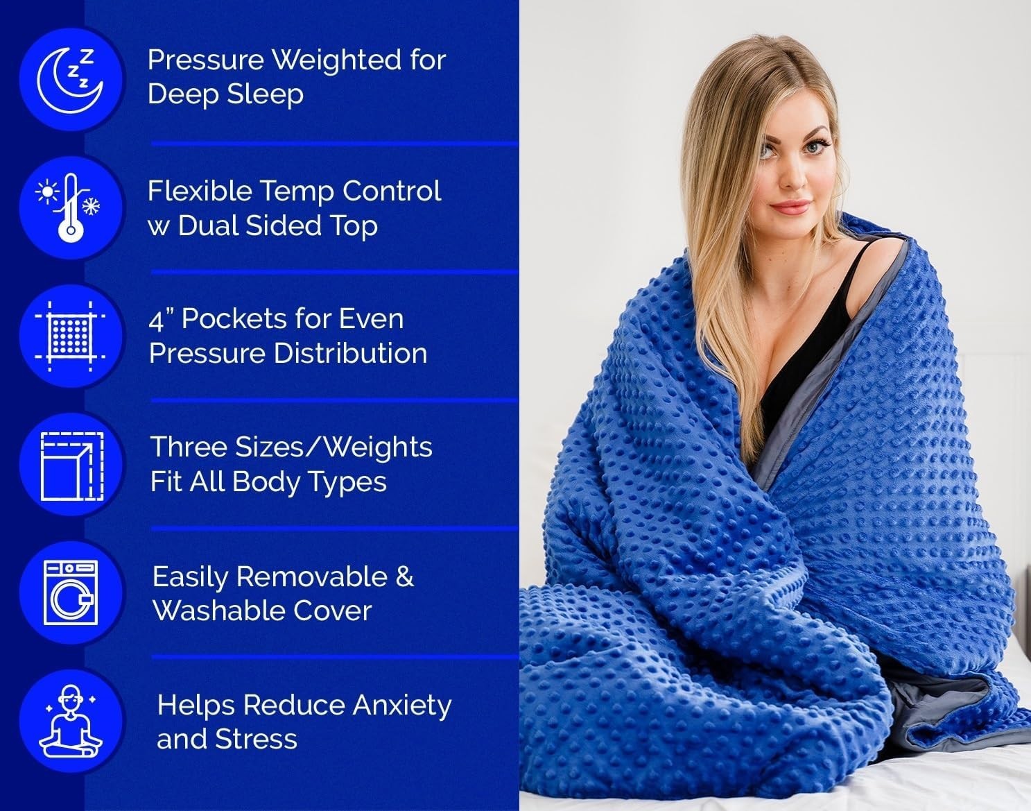 Grey 6.8kg Weighted Blanket 122x183cm Single with Removable Cover
