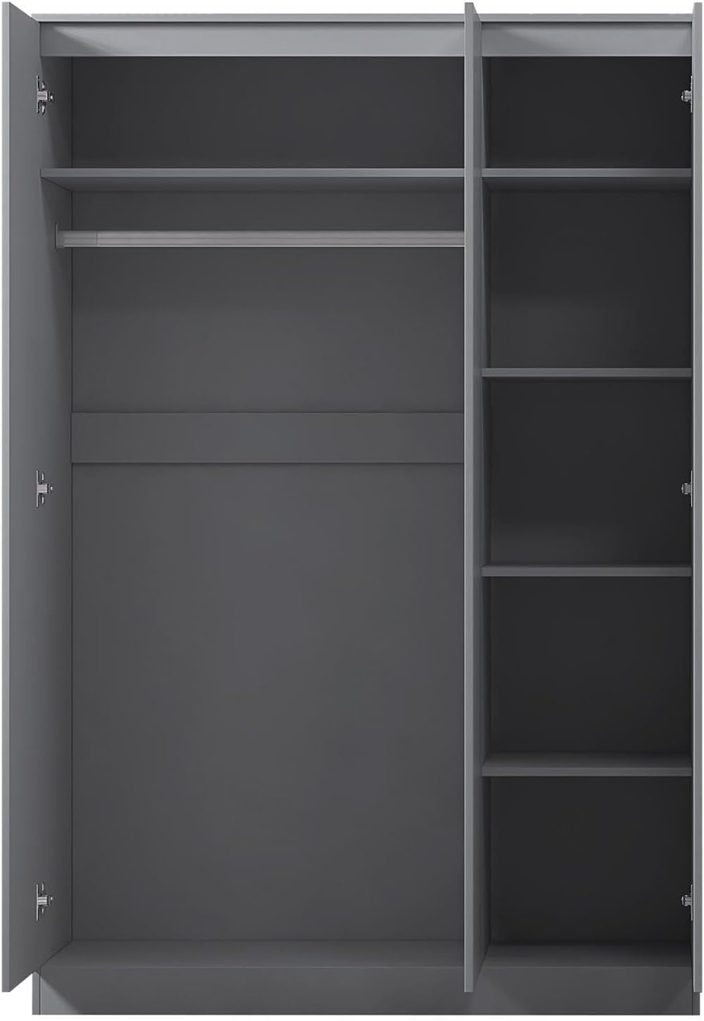 3 Door Dark Grey Wardrobe Matt Finish | Push-to-Open | Spacious Storage