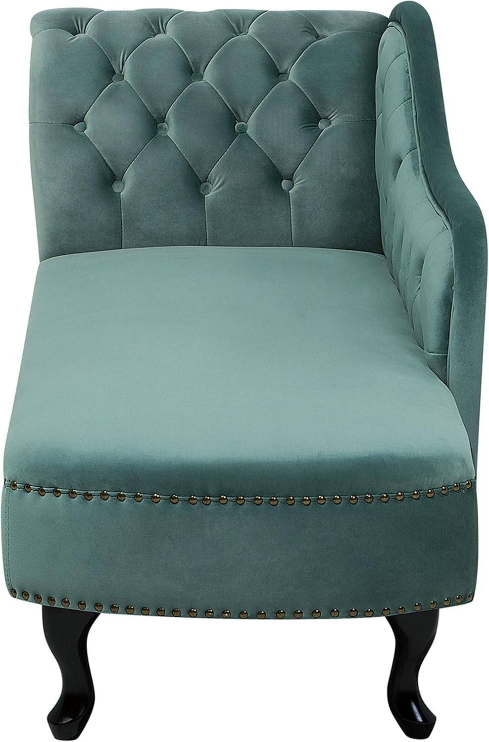 Mint Green Velvet Chaise Lounge Left Hand Tufted Chesterfield Sofa Seat