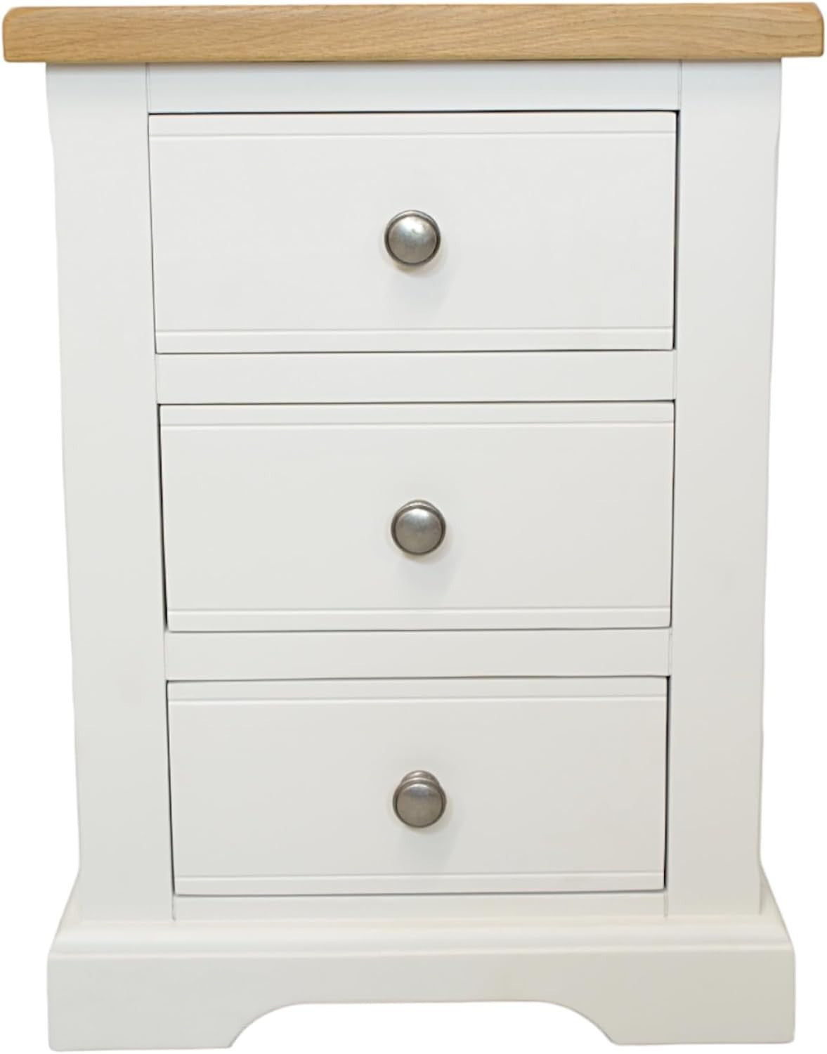 Snow White Oak Top 3 Drawer Bedside Table Solid Wood Cabinet 48x40x67cm