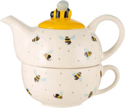 Tea For One Teapot Cup Set 450ml Bee Design Ceramic Stackable Gift