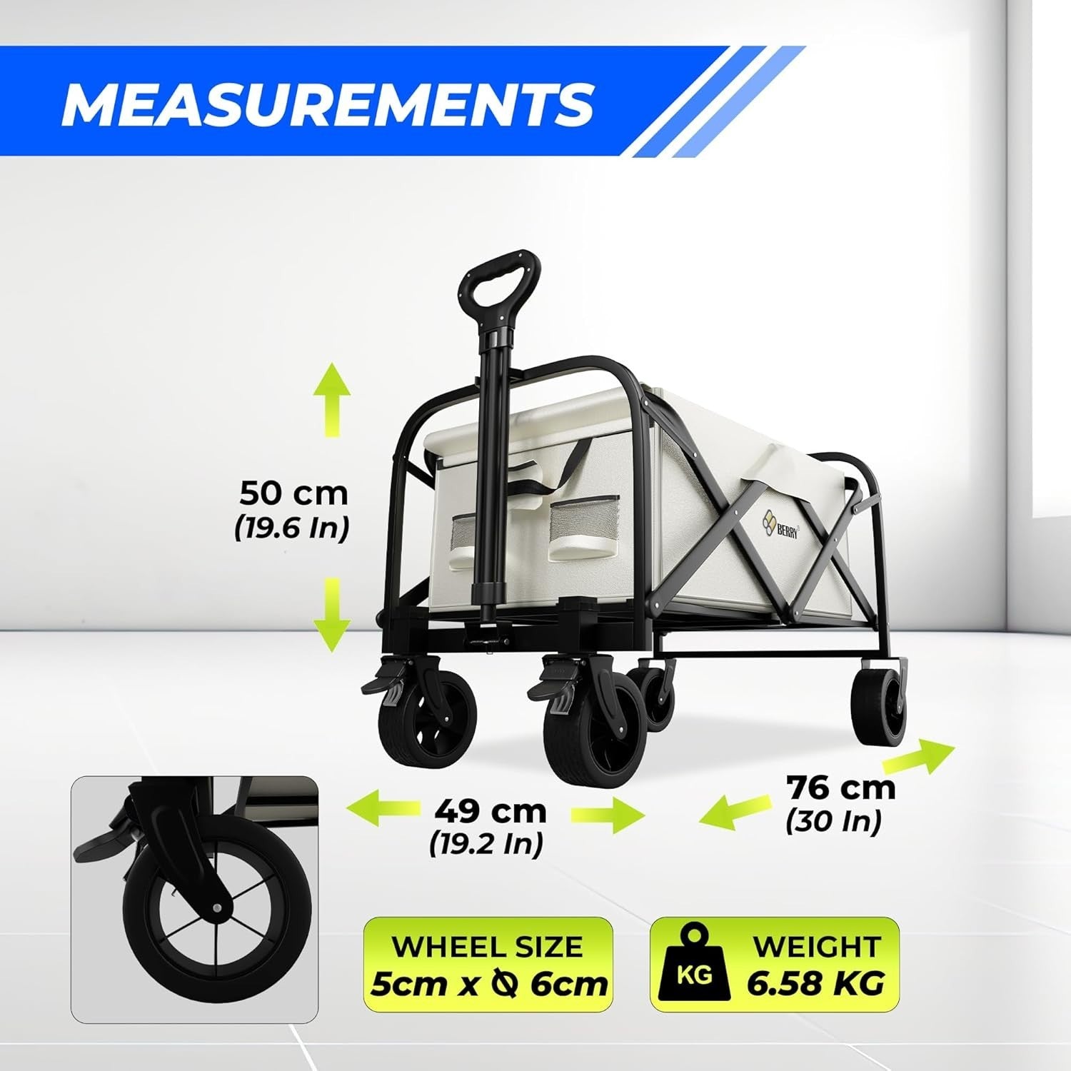 Beige 100kg Heavy Duty Folding Festival Trolley Camping Beach Utility Wagon Cart