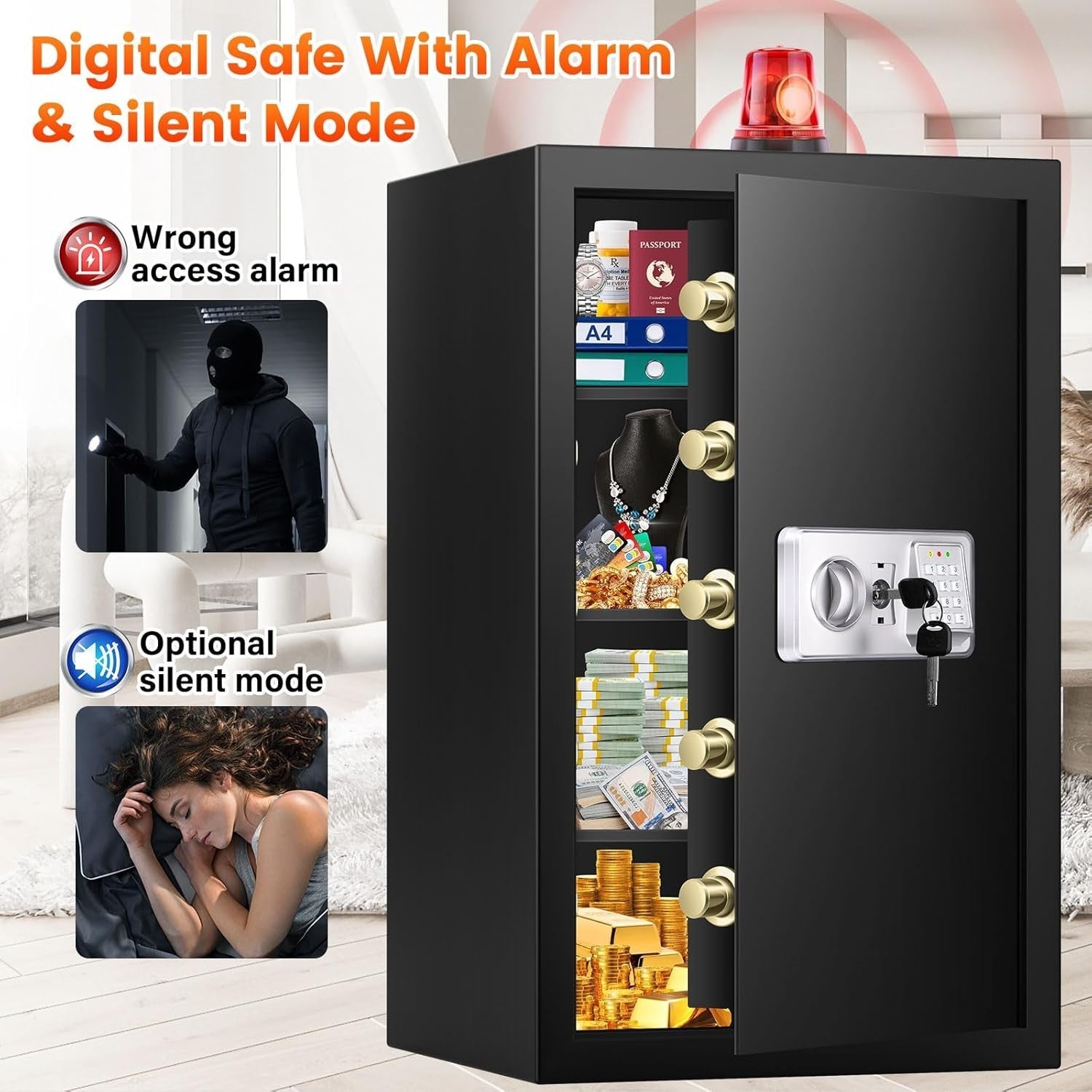 102L Extra Large Digital Safe Box A4 Document Security Cabinet