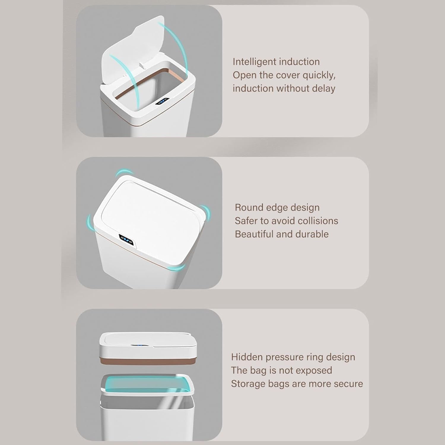 18L Automatic Motion Sensor Bathroom Bin Waterproof White