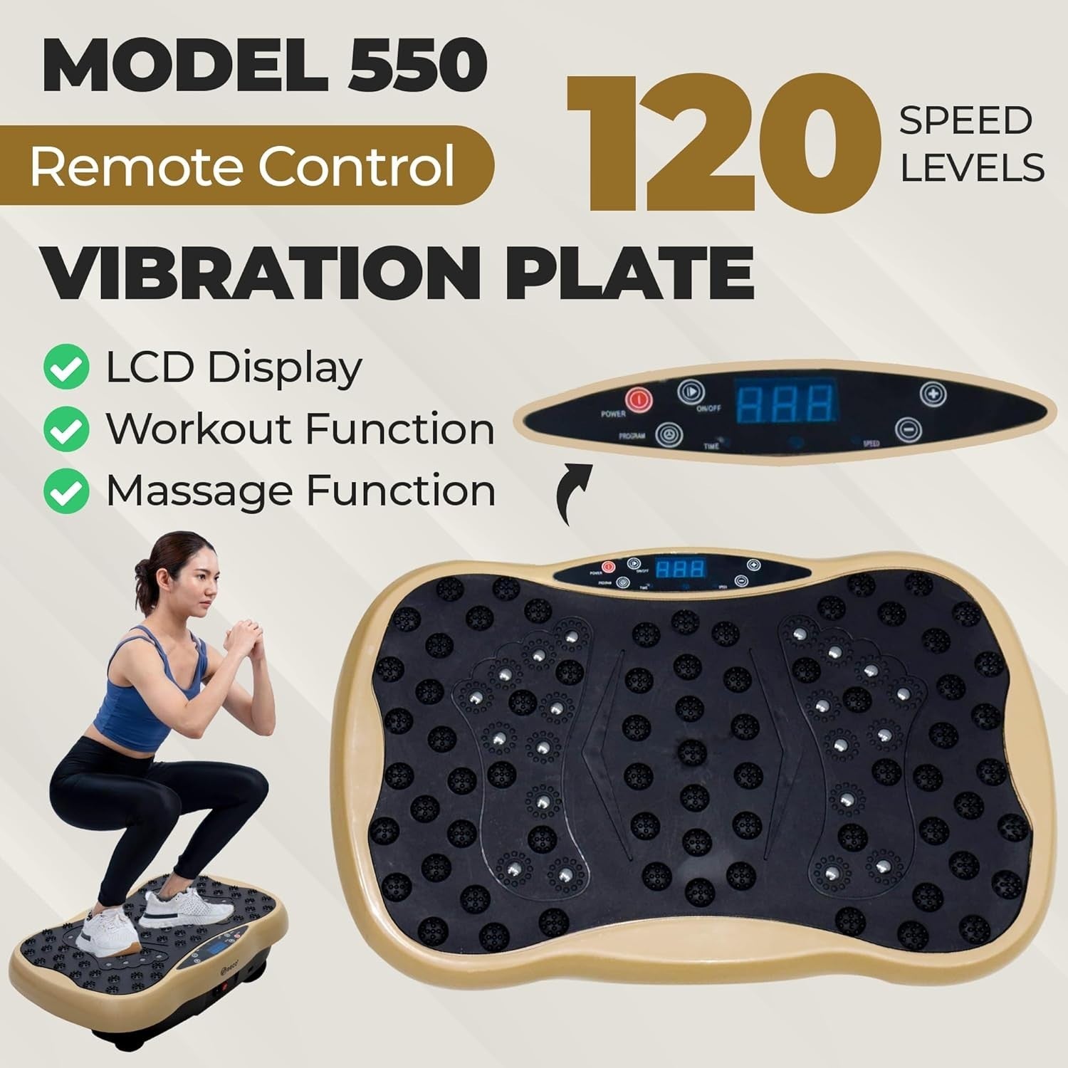 Vibration Plate Exercise Machine 120 Speeds 3 Modes Body Toning