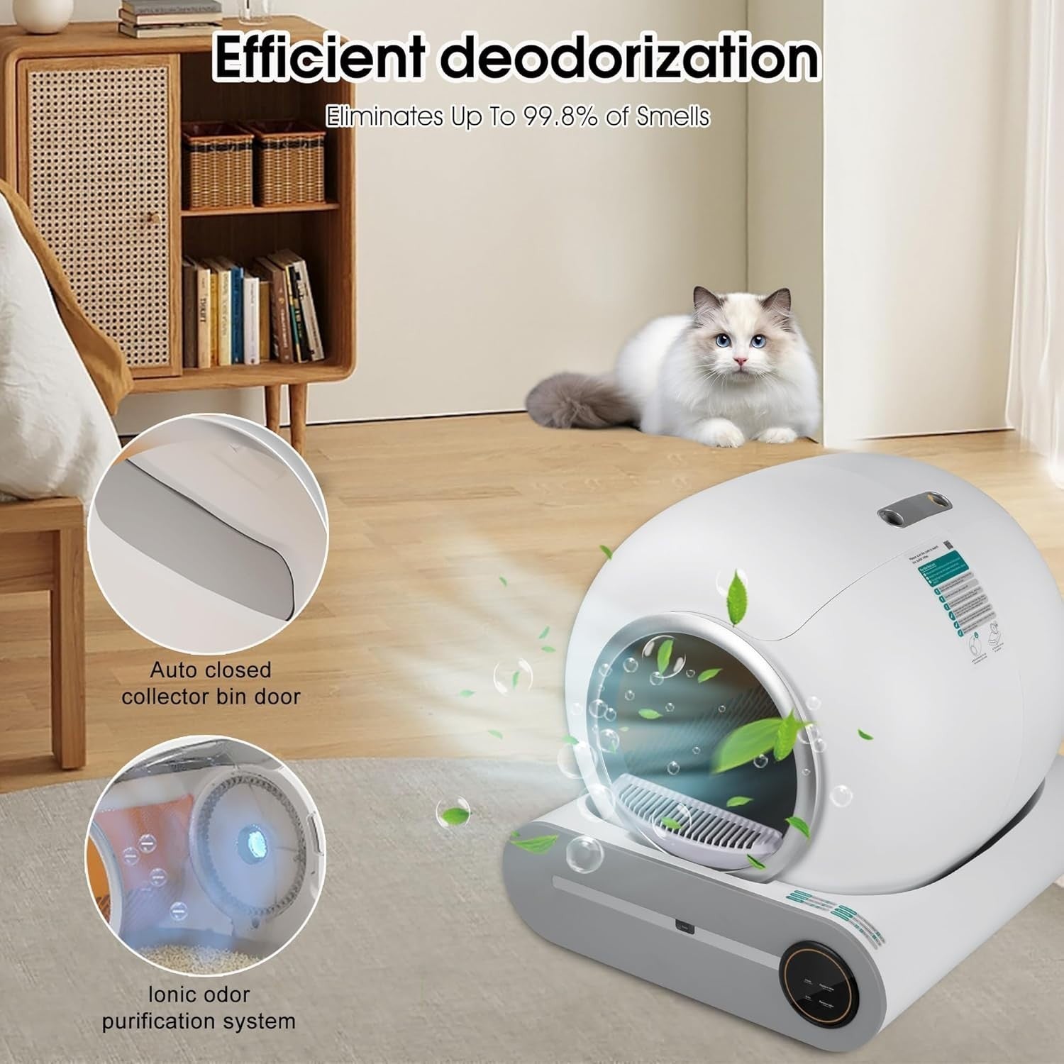 Self Cleaning Cat Litter Box App Control 65L Smart Auto Multi Cat