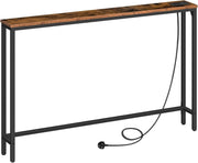 Slim Console Table with Charging Ports, Entryway Sofa Table, 120cm Narrow