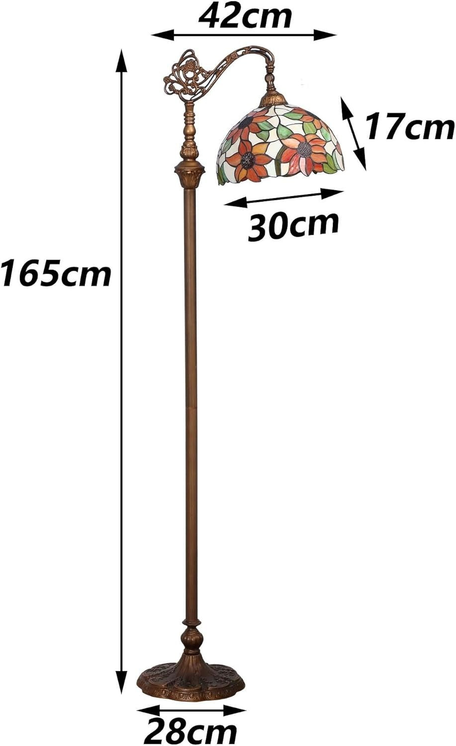 Tiffany Style Stained Glass Floor Lamp Adjustable 65" Vintage Sunflower
