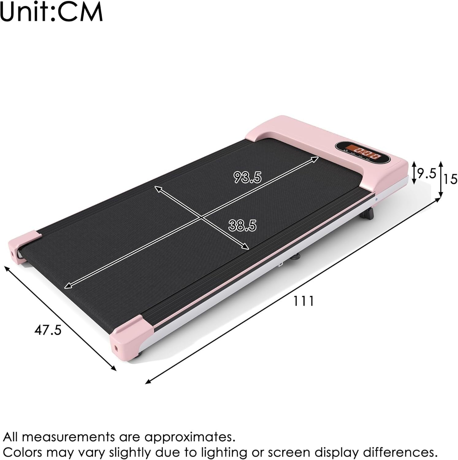 Portable Under Desk Walking Pad 1–6km/h Quiet Treadmill w/ LED & Remote