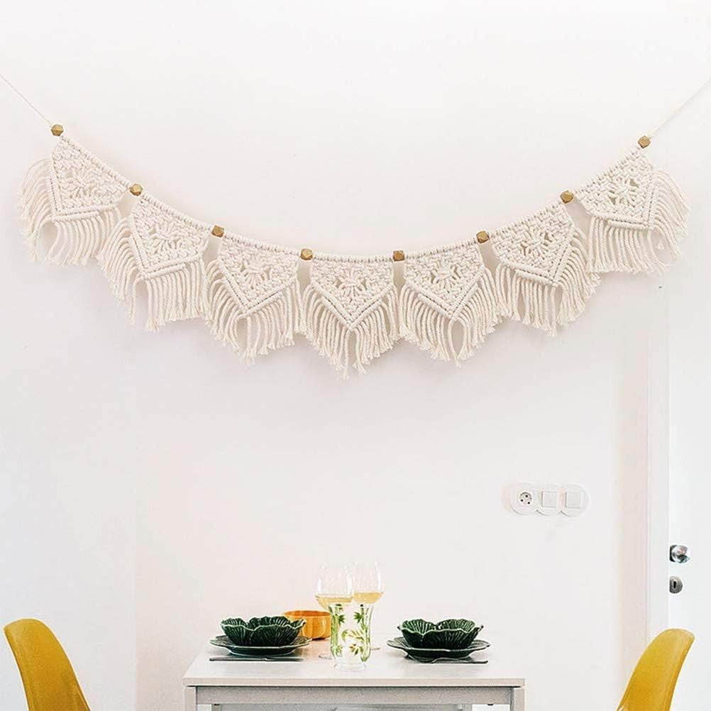Boho Macrame Wall Hanging Garland 3m Cotton Triangle Flags