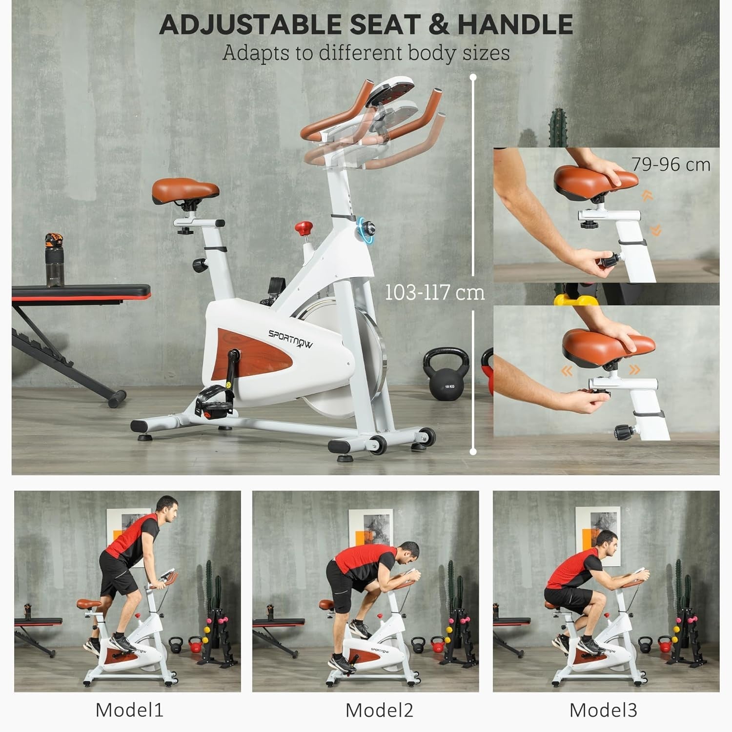 Quiet Magnetic Indoor Exercise Bike Belt Drive LCD Adjustable Seat White
