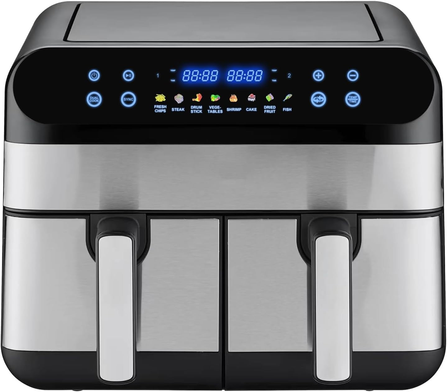 Dual Zone 9L Air Fryer Large Capacity 8in1 Dual Drawer Sync Cook Rapid Heat