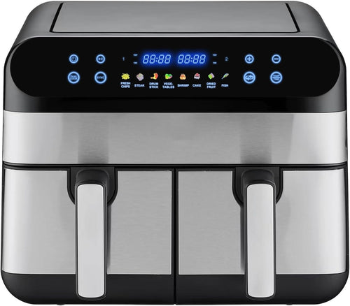 Dual Zone 9L Air Fryer Large Capacity 8in1 Dual Drawer Sync Cook Rapid Heat