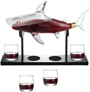 Shark Whiskey Decanter Set 1000ml with 4 Glasses & Stand – Unique Luxury Gift