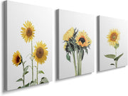 Sunflower Canvas Wall Art Set of 3 Framed 30x40cm Ready to Hang