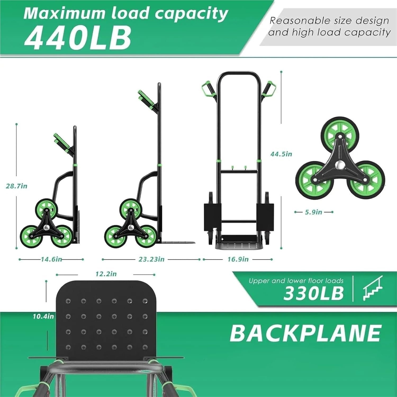 Heavy Duty Stair Climbing Hand Truck 330lb Folding 6 Wheel Dolly