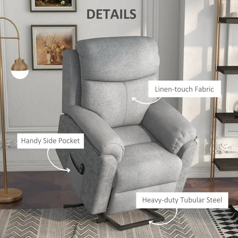 Electric Riser Recliner Chair Massage Lift Armchair Grey for Elderly Lounge