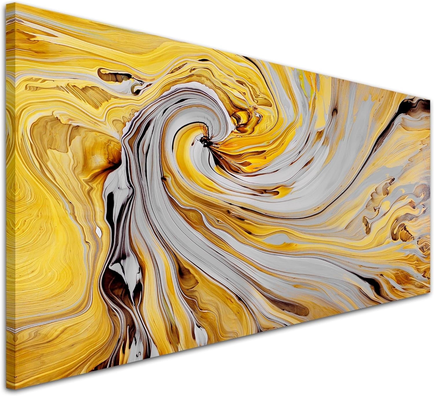 Large Abstract Canvas Wall Art Mustard Yellow Grey Modern Decor