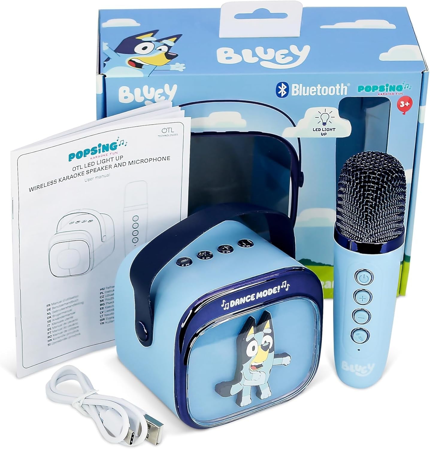 Kids Karaoke Machine Bluetooth Speaker LED Lights Mic Portable