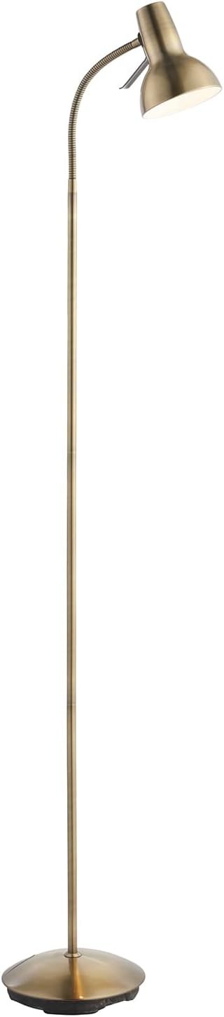 Antique Brass Floor Lamp Adjustable Gooseneck Reading Light Tall Standing