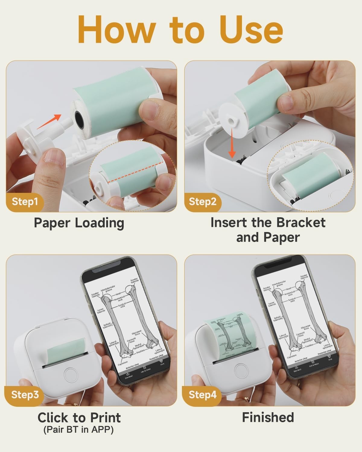 Mini Bluetooth Thermal Sticker Printer Inkless Photo Label Maker