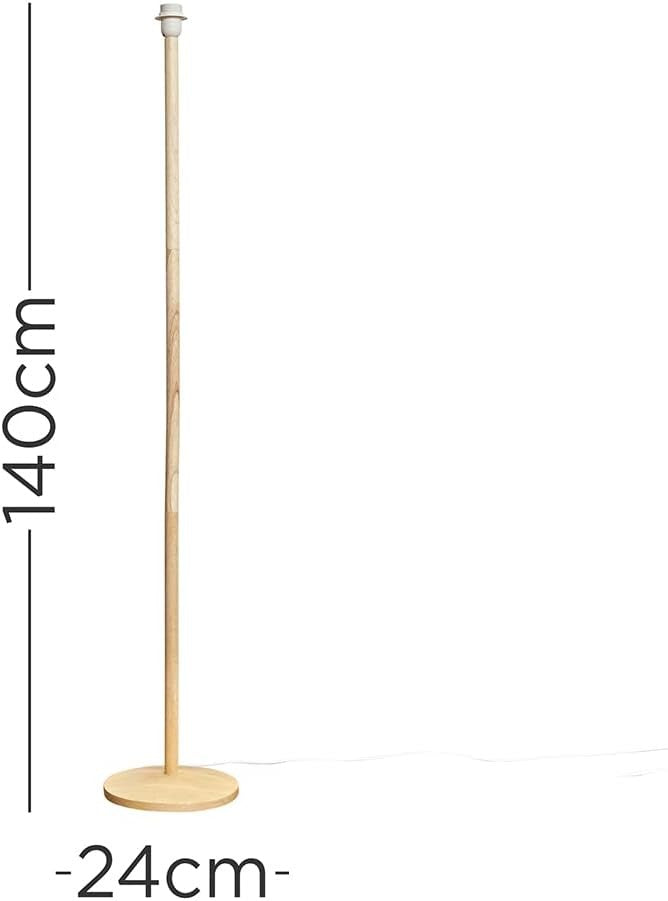 Tall Wooden Floor Lamp Base E27 Natural Wood Standing Light Foot Switch